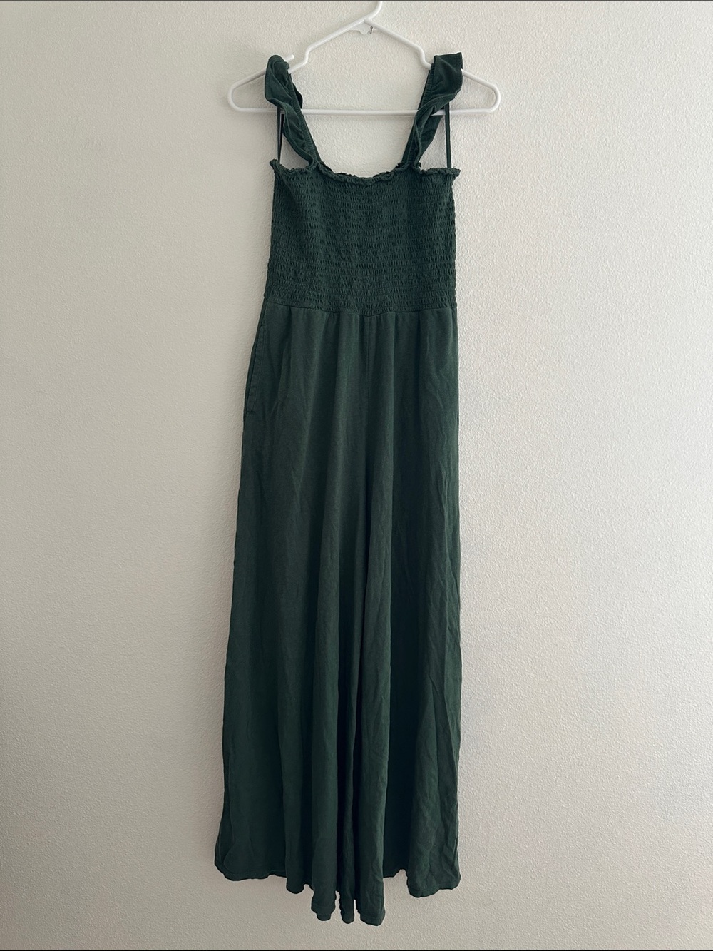 Aerie Smocked Bodice Maxi Dress in Dark Green Medium